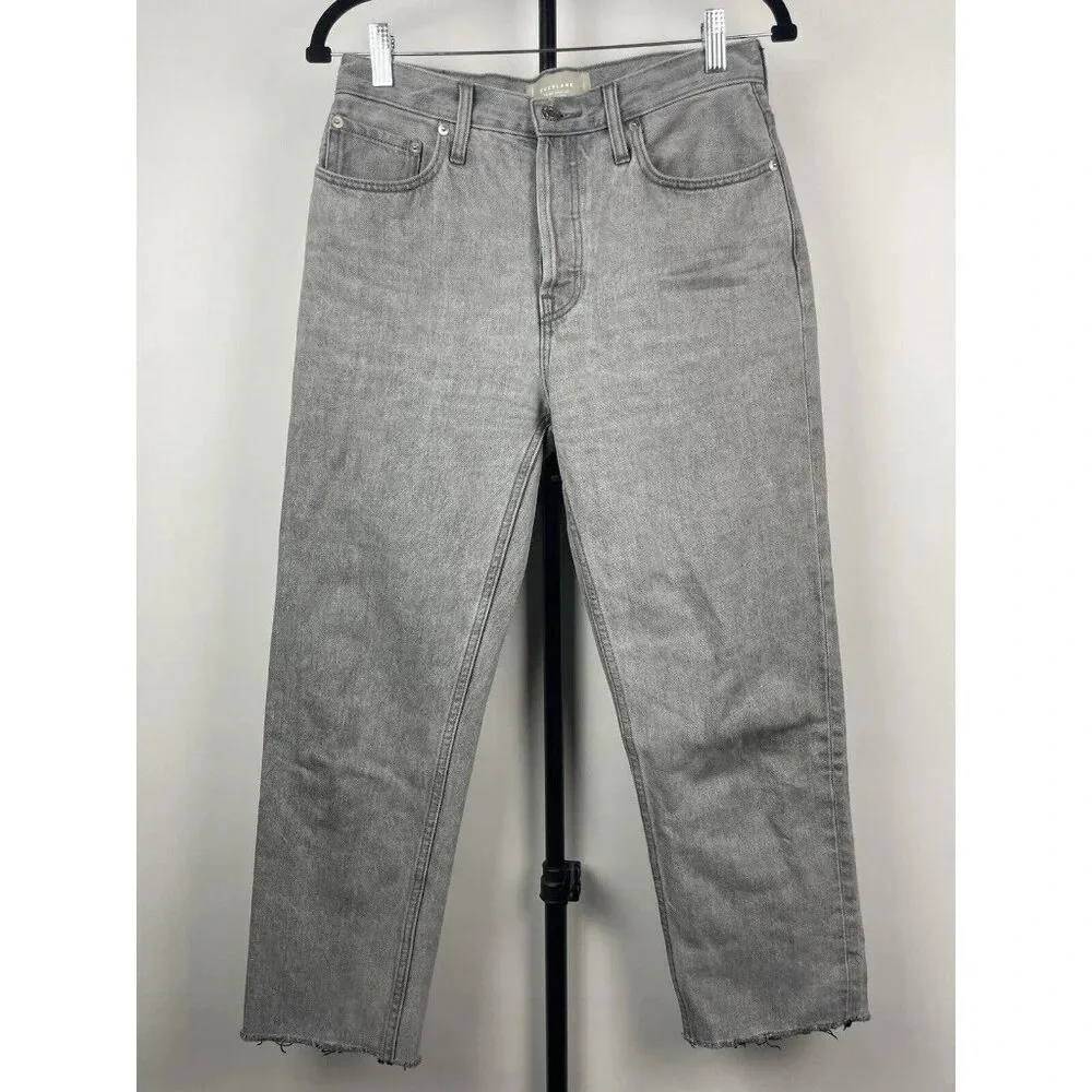 Everlane Light Gray 90’s Cheeky Crop Org Cotton Button Fly‎ Denim Jeans Size 27
